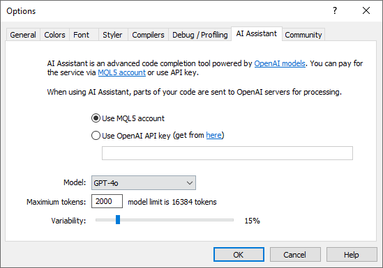 AI Assistant settings AI Assistant settings