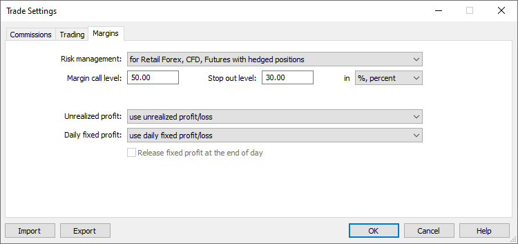 Margin settings